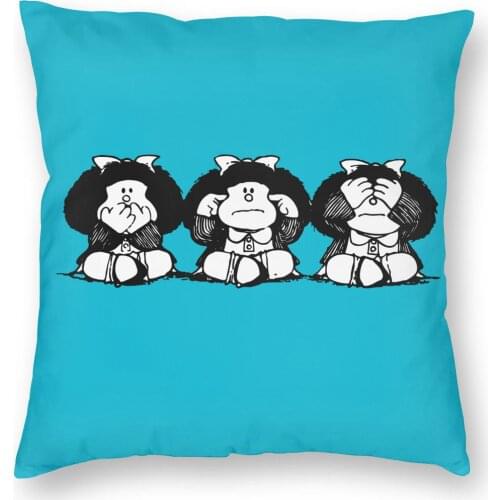 Mafalda Pillow Case Home Decorative Cartoon Anime Cushion Cover Throw Pillow for Living Room Polyester Double-sided Printing