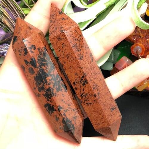 2Pcs Natural red crystal double - pointed pillars, beautiful arts and crafts home decoration