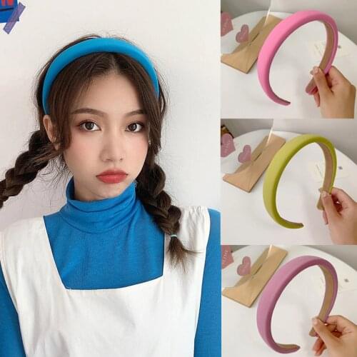Bezel Spring Summer Women Girls Solid Color Korean Style Sponge Hairband Headband Fashion Headwear Hair Accessories Headwrap
