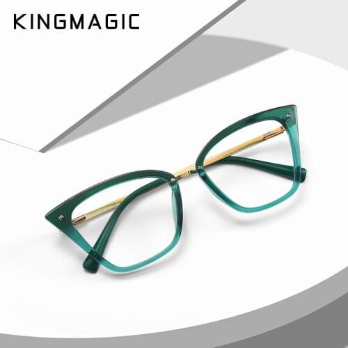 KINGMAGIC Sexy Cat Eye Anti Blue Light TR90 Optical Glasses Frames Men Women Fashion Computer Eyeglasses