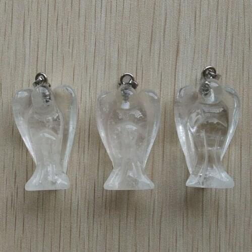 Wholesale 3pcs/lot 2018 new fashion good quality natural crystal carved angel pendants charms for jewelry making free shipping