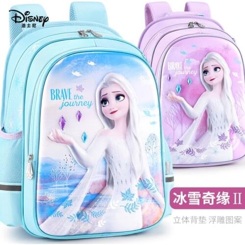 Authentic Disney Elementary School Bag Princess Female Frozen Ridge Protection Lightening and Portable Aisha Backpack for Girls