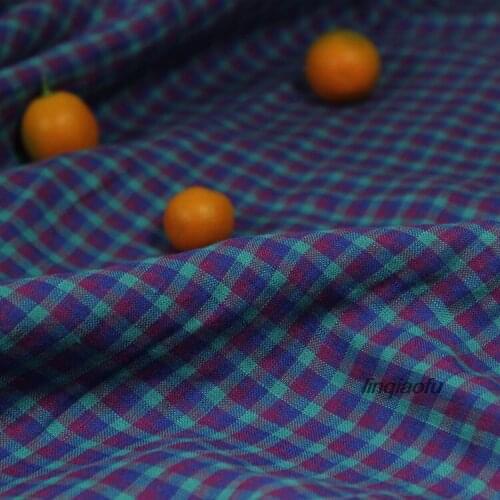 Original design dyed pure linen small plaid fabric, shirt dress robe linen clothing fabric