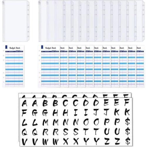 26 Pieces A6 Size 6 Holes Budget Envelope Planners with 12Pcs Binder Pockets 12 Budget Expense Sheets and 2 Letter Label Sticker