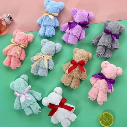 NEW Coral Velvet Bear Shape Hand Towel Face Washing Towel Super Absorbent Comfort Towels Baby Shower Party Wedding Gifts 35x75cm