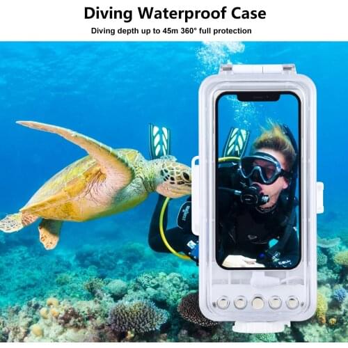 PULUZ 45m Waterproof Diving Housing Photo Video Taking Underwater Cover Case for iOS 13.0 Mobile Phone Diving Shell