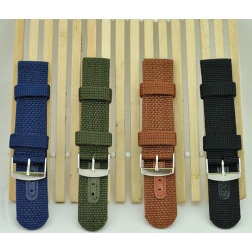 18mm 20mm 22mm 24mm Canvas Watch Strap Replacement Outdoor Sports Thickened Nylon Watchband