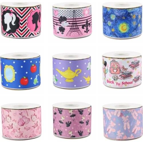 22MM 25MM 38MM 50MM 75mm Printed Pattern on Grosgrain Ribbon for diy ribbon