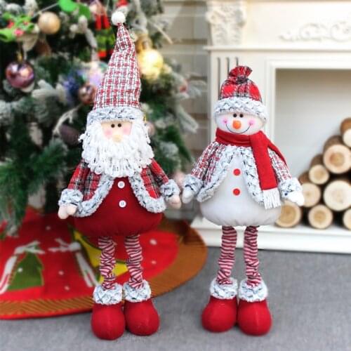 Christmas Ornaments, Xmas Long Stretchable Leg,Santa Plush Doll Gift, Adjustable Snow Hat, Holiday Home Party Decorations