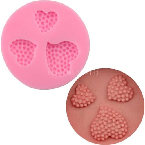 3 Hold Point Love Heart Silicone Fondant Soap 3D Cake Mold Cupcake Jelly Candy Chocolate Decoration Baking Tool Moulds FQ2377