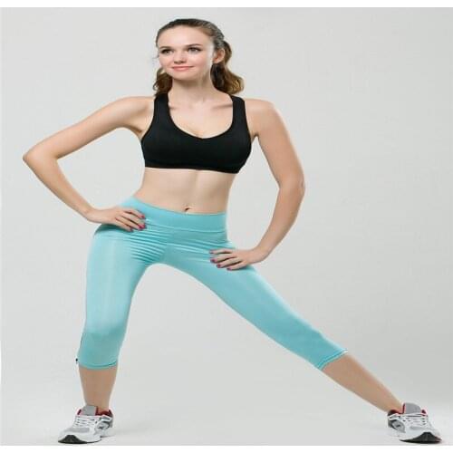 Calf-Length Elastic Waist Exercise Sport Clothing Slim Gym Fitness Leggings Women Sports Pants Fitness Running Slim Trousers