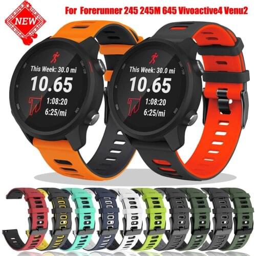 20 22mm Sport Silicone Wrist Strap Vivoactive 4 3 Watch Band For Forerunner 245 245M 645 Vivoactive4 Venu 2 VENU Easyfi Bracelet