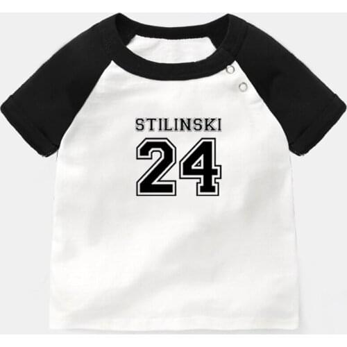 Stiles Stilinski No.24 Teen Wolf Lacrosse Design Newborn Baby T-shirts Toddler Graphic Raglan Color Short Sleeve Tee Tops