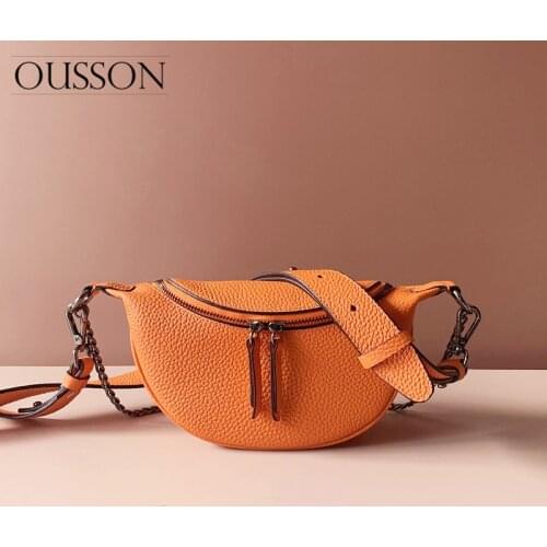 OUSSON New Design Soft Leather Hobos Bag Fashion Female Chest Bag Exquisite Retro Crossbody Bag For Woman