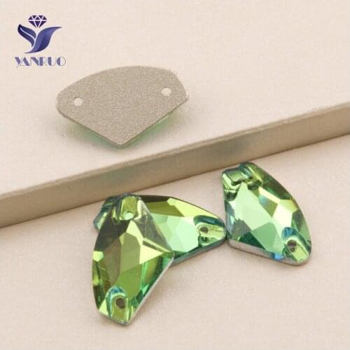 YANRUO 3256 All Sizes Peridot Galactic Flatback Sewing Glass Beads Sew On Crystal Strass Rhinestone For Crafts