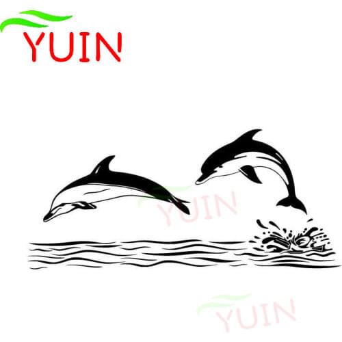 Dolphin Cute Animal Jumping Car Sticker Fashion PVC Cars Door Window Decoration Accessories Waterproof UV Anti-UV Decals