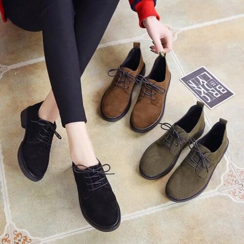 Shoes Woman Flats Women Autumn Oxfords Womens British Style Modis Round Toe Casual Female Sneakers Dress Retro Cross Fall