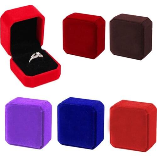 High Quality 1pc Square Wedding Velvet Earrings Ring Box Jewelry Display Case Gift Boxes Fashion Jewelry Box Accessories