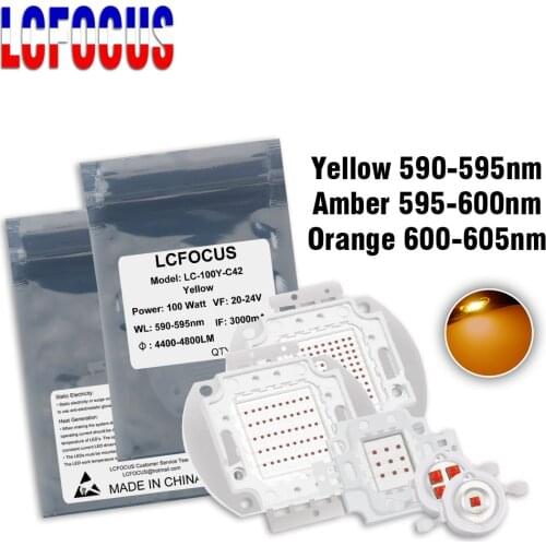 1W 3W 5W 10W 20W 30W 50W 100W 300W 500W Yellow Amber Orange LED COB Chip For 1 3 5 10 20 30 50 100 200 300 500 Watt Light Beads