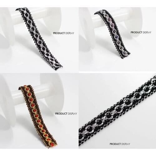 10yards Braided Black Silver Gold Venise Motif Lace Fabric Ribbon Applique Embellishment Sewing Trimming