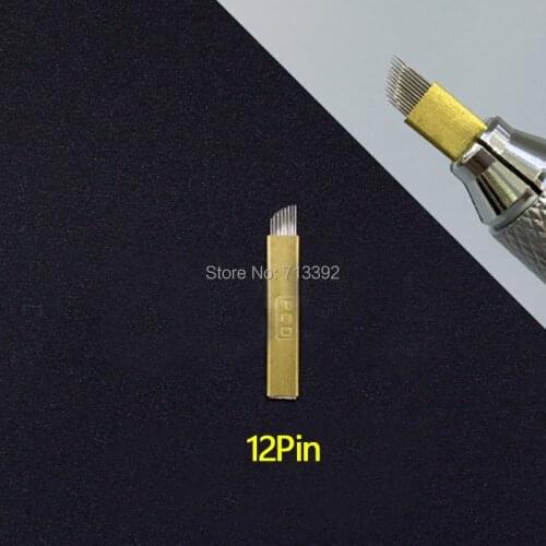 12Pins Flat Blades For Professional Permanent Makeup Eyebrow Pen Manual tattoo supplies Tattoo needles