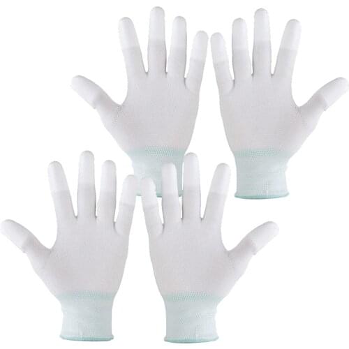 2 Pairs Nylon Quilting Gloves for Machine Quilters Quilting Sewing M White