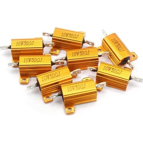 2pcs 10W Aluminum Power Metal Shell Case Wirewound Resistor 0.1 ~ 10K 0.5 1 2 3 5 6 8 10 20 100 150 200 300 500 1K 5K 10K ohm