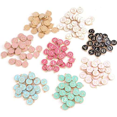 26pcs/Set Dripping Oil English Letters Alloy Double-Sided Capital Letter Necklace Pendant DIY Bracelet Earring Materials