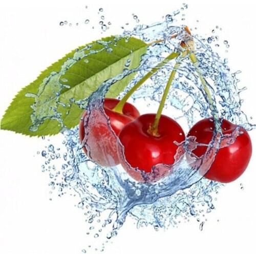 5D DIY Diamond Painting Cross Stitch Full Drill Round Cherry Diamond Embroidery Diamond Mosaic Fruits Pictures Home Decor