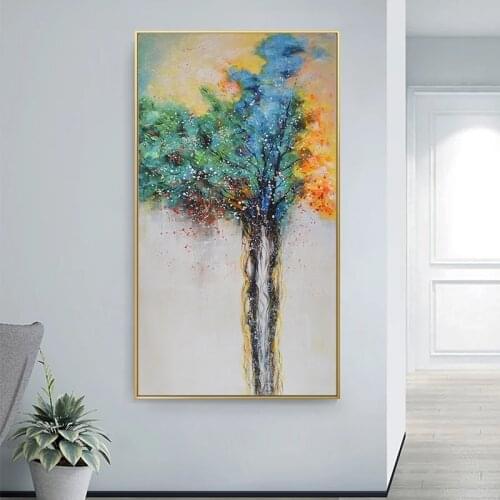 Abstract Colorful Tree Plant Posters and Prints Canvas Painting Quadro Wall Art Picture for Living Room Cuadros Home Decoration