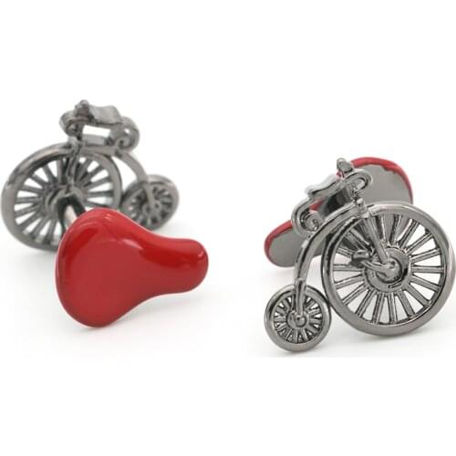 Bike Design Bicycle Cufflinks Quality Brass Material Red Color Cuff Links Wholesale & Retail