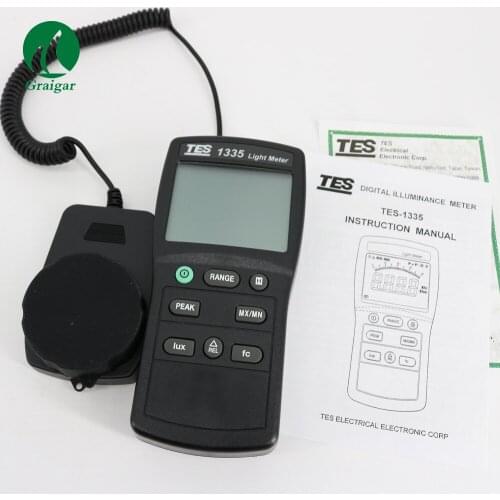 Free Shipping Digital Light Meter Digital illuminance Meter TES-1335 Measuring Levels Ranging 0~400,000 Lux