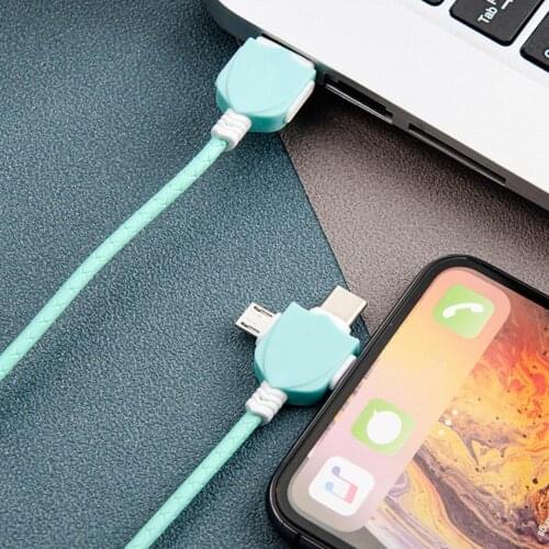 Data Cable 3-in-1 Fast Charge 2.1A 8Pin Type-C Micro USB Phone Charging Cord for Android