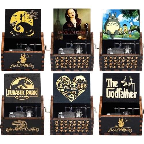 Wooden Hand Crank Jurassic Park Music Box You Are My Sunshine Music Christmas Gift Birthday Gift New Years Gift Dropshipping