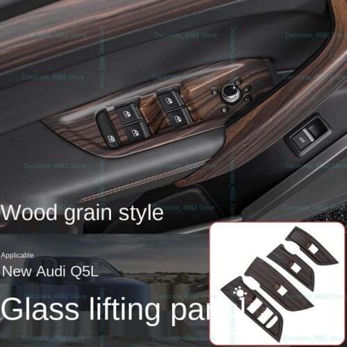 For Audi Q5L 4PCS 2018 2019 2020 2021 ABS Chrome Interior Car Windows Lift Switch Cover Sequins Trim
