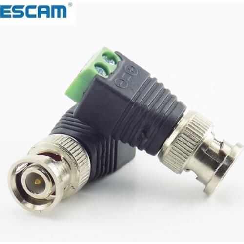 ESCAM 2x Coax CAT5 BNC Male Connector Plug DC Adapter Balun Connector for CCTV Camera Security System Surveillance Accessories