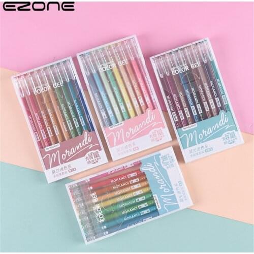 EZONE 9PCS/set Color Gel Pen Hand Account Pen Creative Cute Quick Kawaii Drying Cap Neutral Pen Journal Supplies Retro Pull Cap