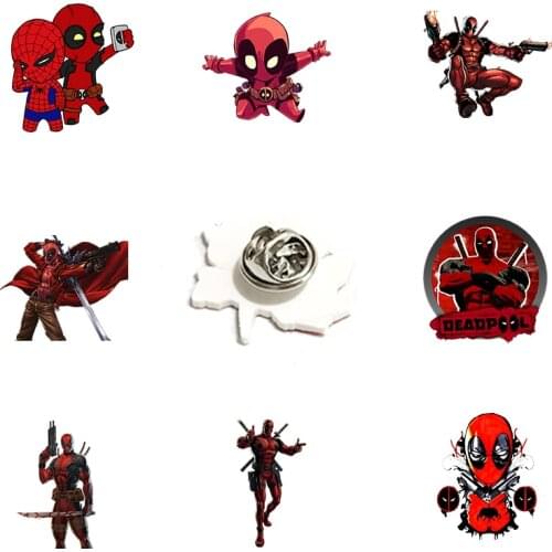 Disney Superhero-Deadpool Figure Acrylic Lapel Pins Epoxy Resin Badges Brooches for Men Gifts Fashion Accessories Jewelry XDS714