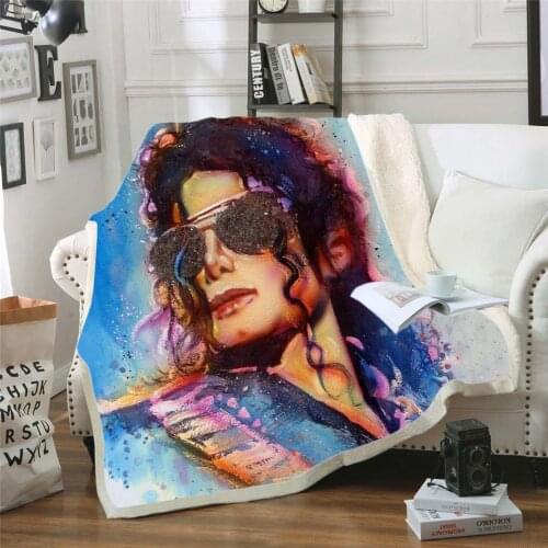 Michael Jackson 3d printed fleece blanket for Beds Hiking Picnic Thick Quilt Fashionable Bedspread Sherpa Throw Blanket style-5