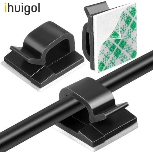 Ihuigol 20Pcs/pack Self-adhesive Car Cable Organizer Clips Mini Cable Holder Mount Clamp Desk Drop Wire Tie Fastener Fixer Clip
