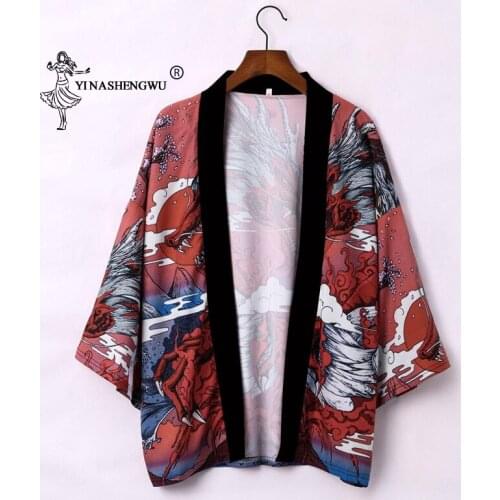 Japanese Kimono Style Men Summer Haori Loose Shirt Women Samurai Cardigan Chinese Traditional Coat Clothing Asian Summer Shirt