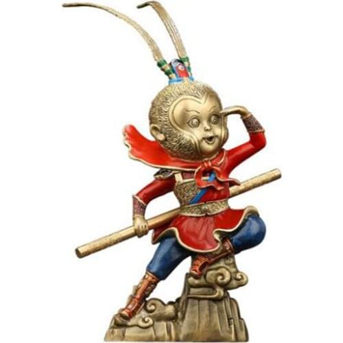 COLORFUL COPPER SUN WUKONG STATUE PLACED PIECES OF FENG SHUI HOME DECORATION HOTEL OFFICE FAMILY DECORATION ACCESSORIES MONKEY