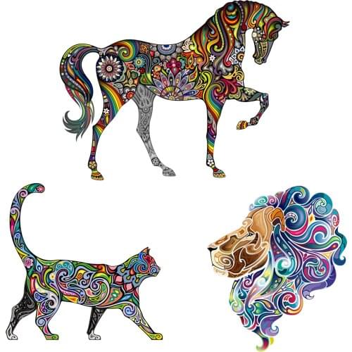 Colorful Horse Cat Wall Sticker Creative Mural Art Animal Self Adhesive Decals Room Background Wall Decoration Movable