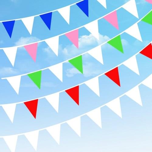 Hot 20 Flags Multicolor Lace Cloth Garland Pennant Bunting Fabric Banner For Wedding Party Baby Shower Wall Hanging Decor Supply