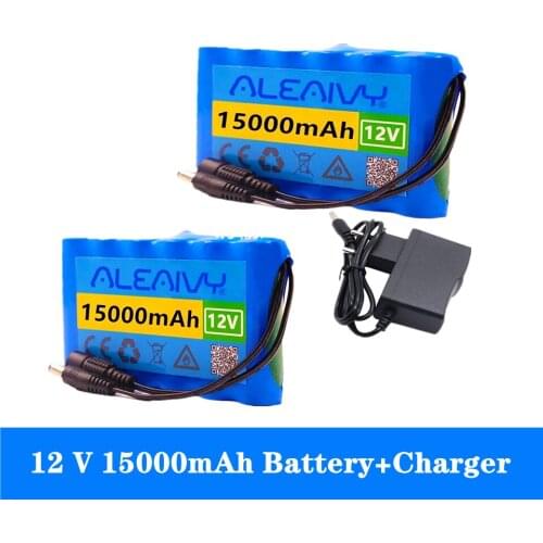 Aleaivy 18650 Li-Ion Battery Portable Rechargeable Battery DC 12 V 12.6 V 15000mAh Battery/12.6V Battery Pack with 12v Charger