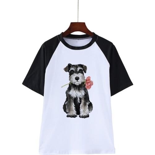 Valentine Rose Mini Schnauzer New Summer T-shirts Fashion Hip Hop Men Women T Shirts Casual Tee Short Sleeve Sport T-shirt Black