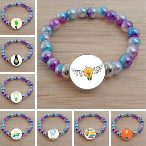 Creative cartoon changeable cabochon glass bulb colorful beads bracelet gift