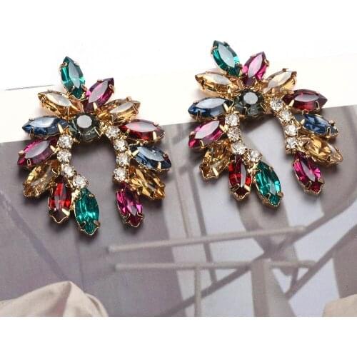 New Design Long Metal Colorful Crystal Drop Earrings High-Quality Fashion Rhinestones Jewelry Accessories For Women Wholesale