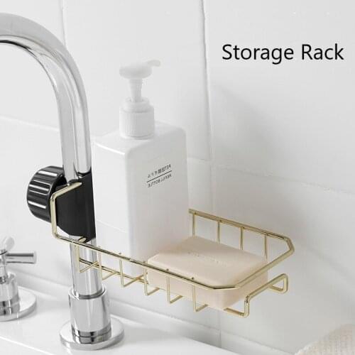 New Design Stainless steel Storage Rack Nail Free for Cleaning Sponge Soap Shampoo in Kitchen and Bathroom Black Gold Silver