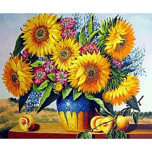 Sun flower 5d diamond painting flowers, decorative painting, full square, round, diamond embroidery, 3d rhinestones, mosaic icon
